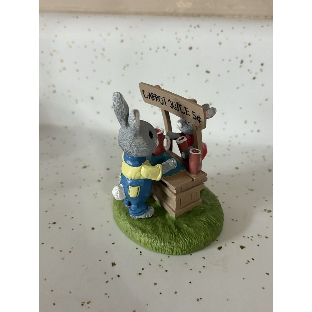 Vintage 1988‎ Hallmark Tender Touches  Rabbits at a Juice Stand Figurine